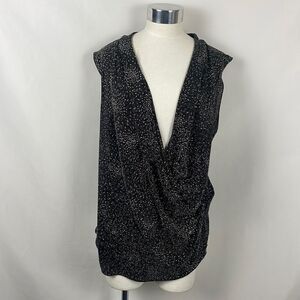 Armani Collezioni Silver Shimmer Cross Front Shell Top